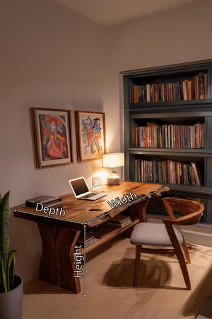 Handcrafted Wooden Live Edge Desk For Living Room Interior