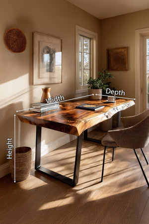 Farmhouse Solid Wood Live Edge Desk For Interior Decor