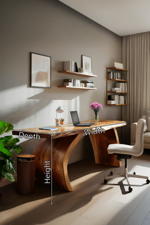 Handcrafted Wooden Live Edge Desk For Professional Office