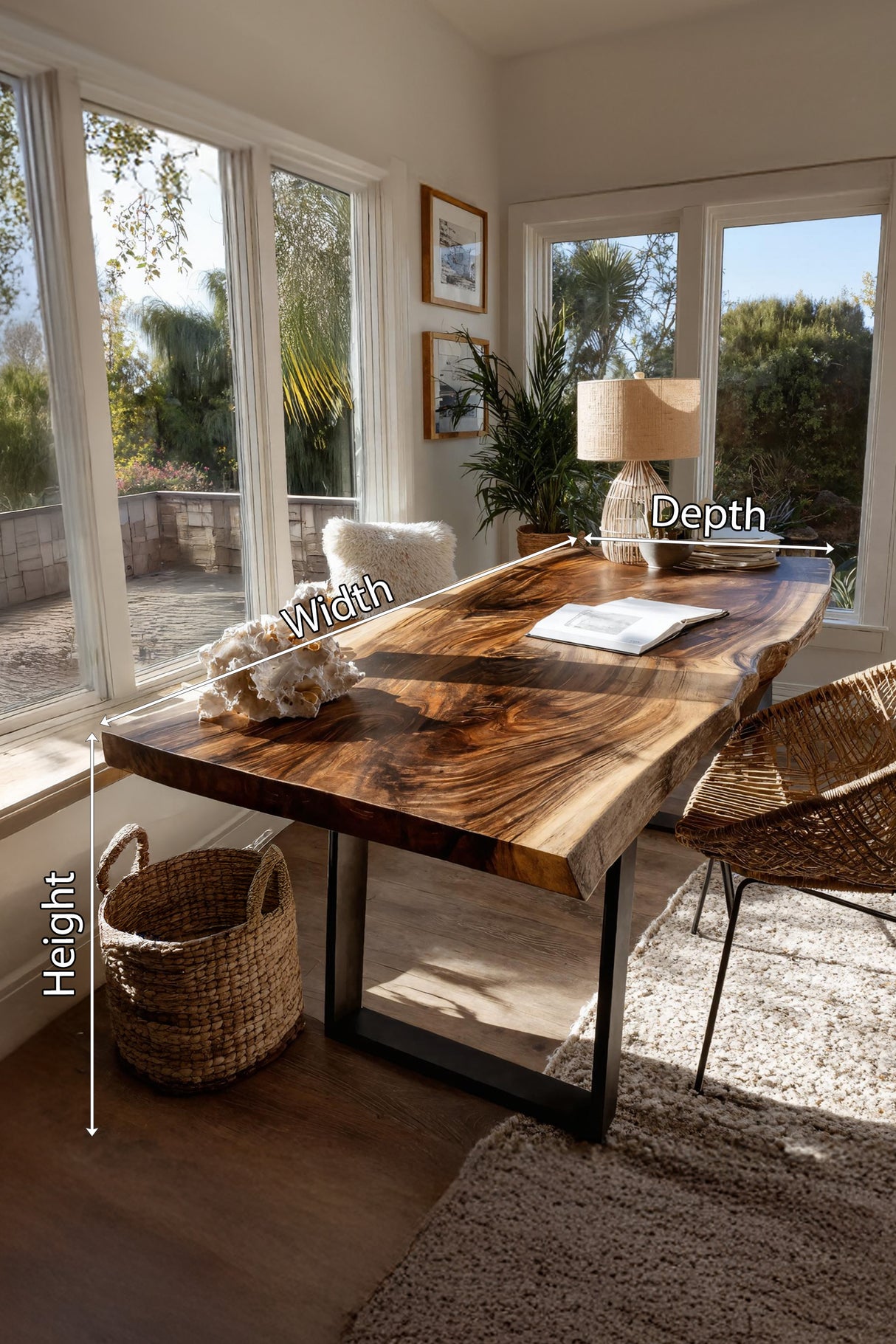 Modern Wooden Live Edge Desk For Bedroom Design