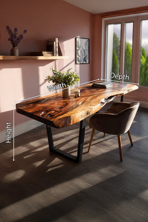 Modern Wooden Live Edge Desk For Small Spaces