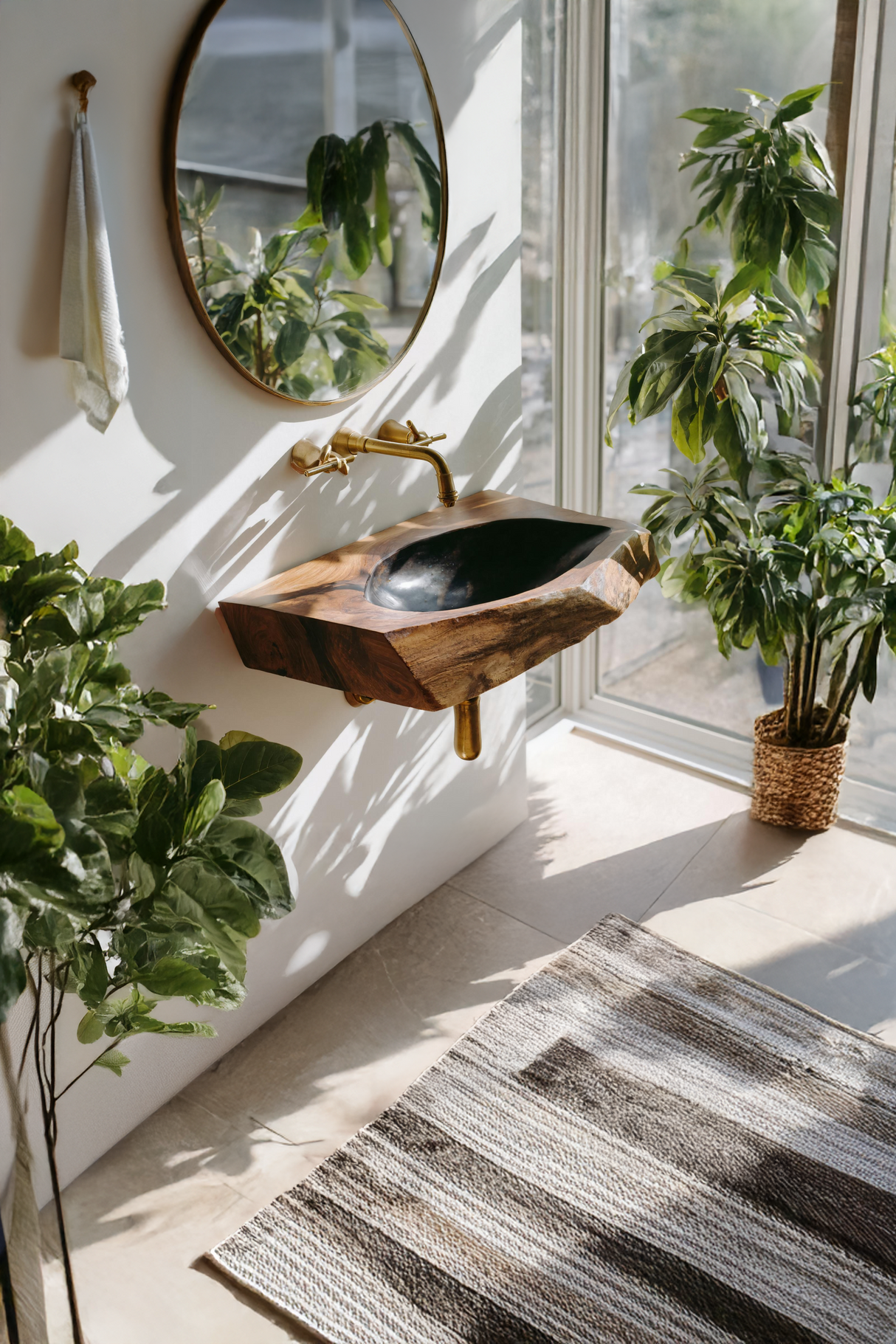 Mid Century Solid Wood Vanity Sink For Bathroom Furniture And Decor
