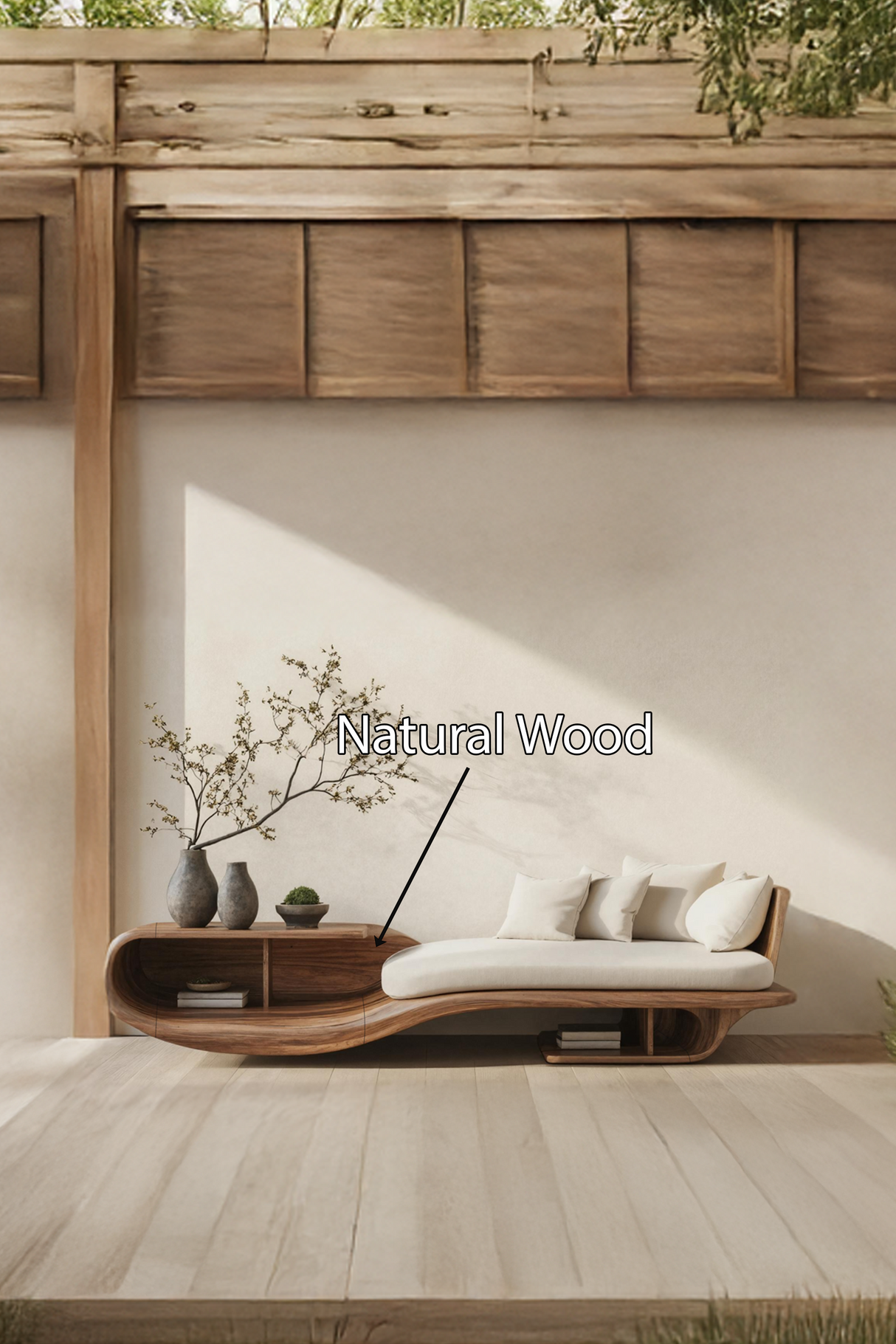 Rustic Solid Wood Garden Daybed For Entryway Furniture Styling