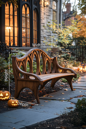 Farmhouse Solid Wood Halloween Bench For Outdoor Porch Design