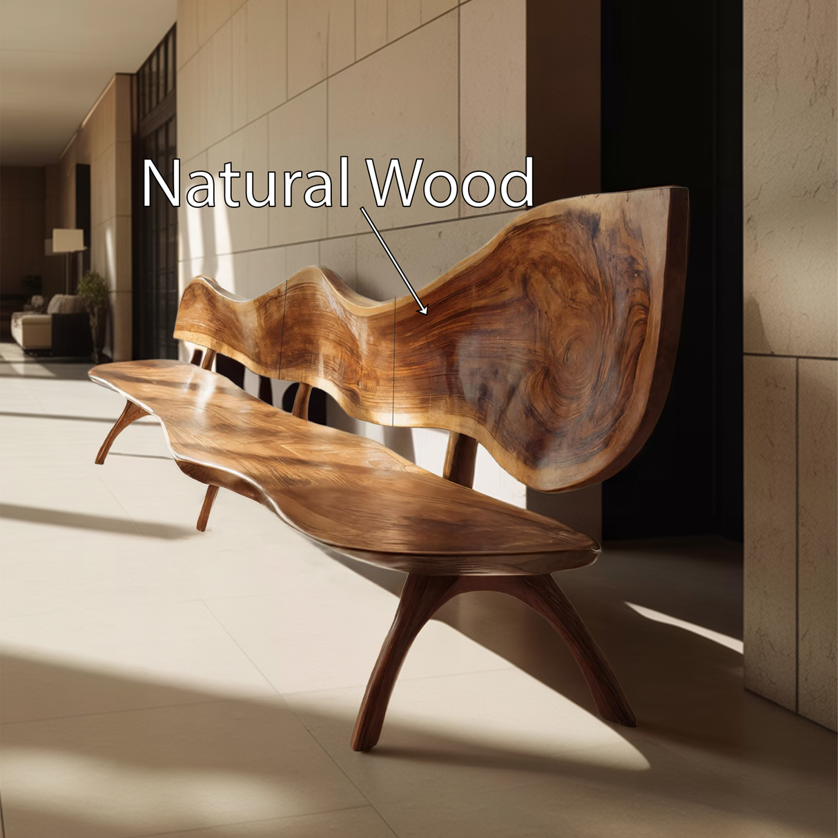 Live Edge Solid Wood Bench For Entryway Sitting Area