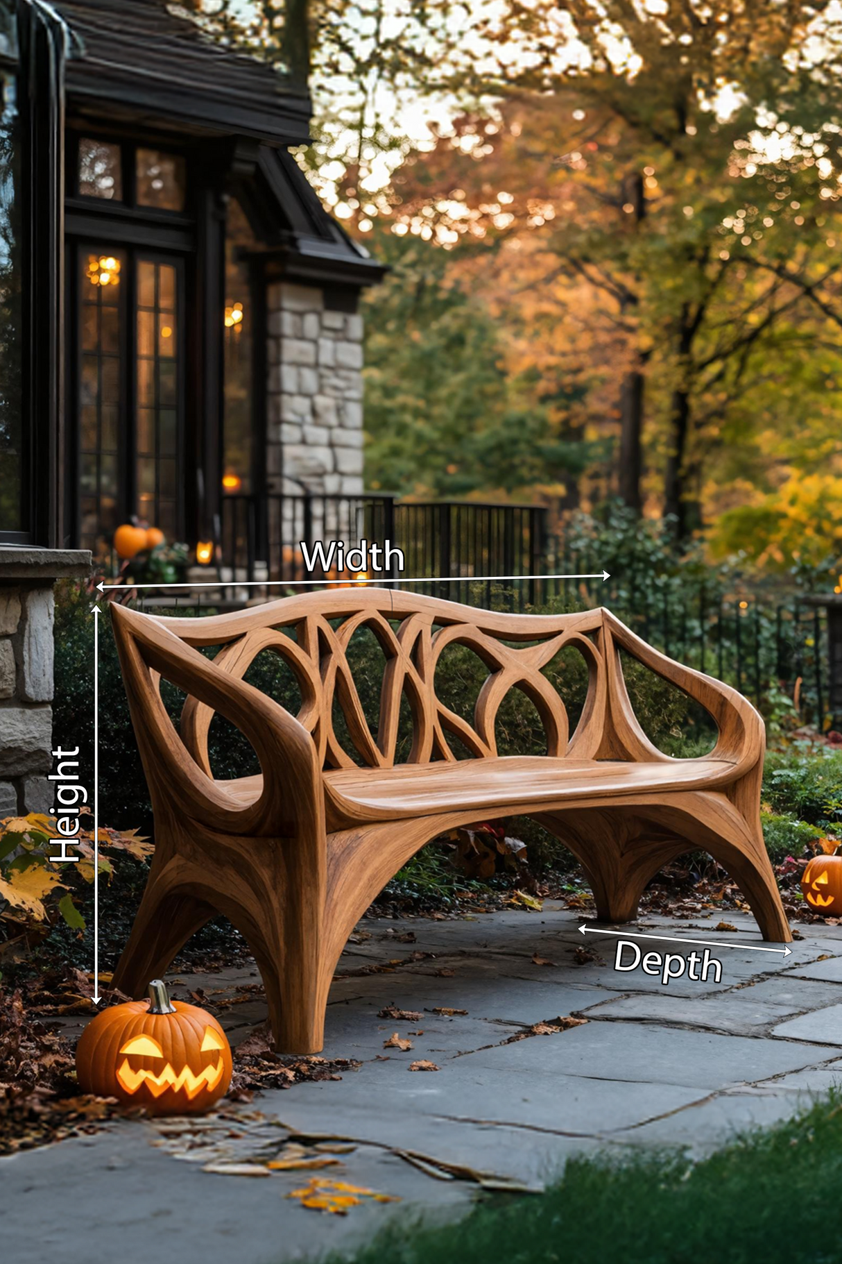Mid Century Wooden Bench For Outdoor Furniture And Patio Decor