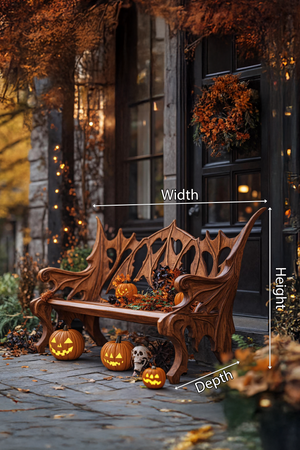 Mid Century Solid Wood Halloween Bench For Festive Outdoor Decor