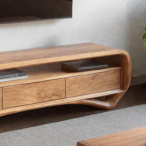 Modern Curved TV Shelf For Living Room Decor