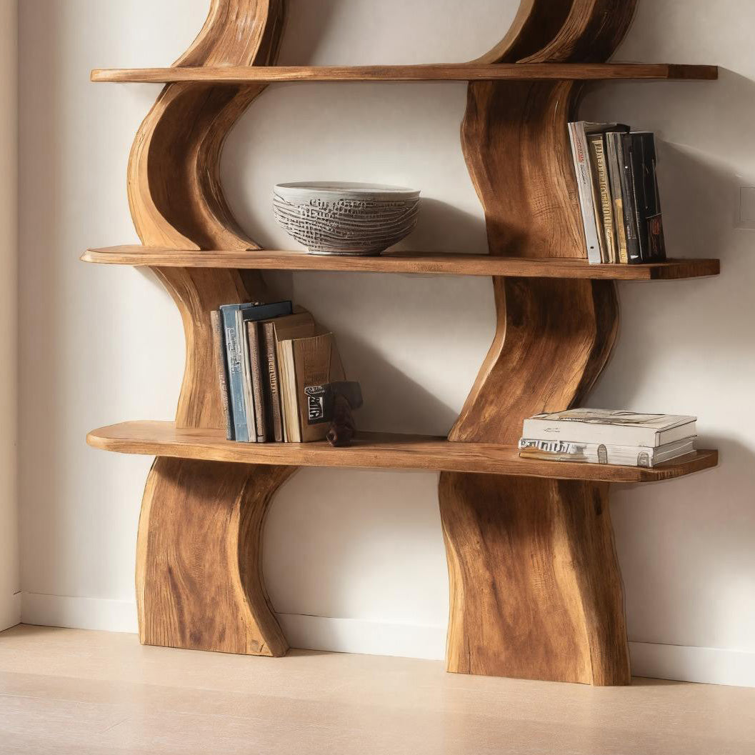 Organic Carved Shelf Storage Display For Home Office