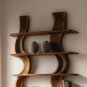 Organic Carved Shelf Storage Display For Home Office