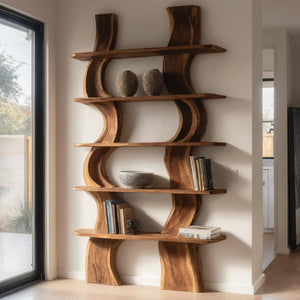 Organic Carved Shelf Storage Display For Home Office
