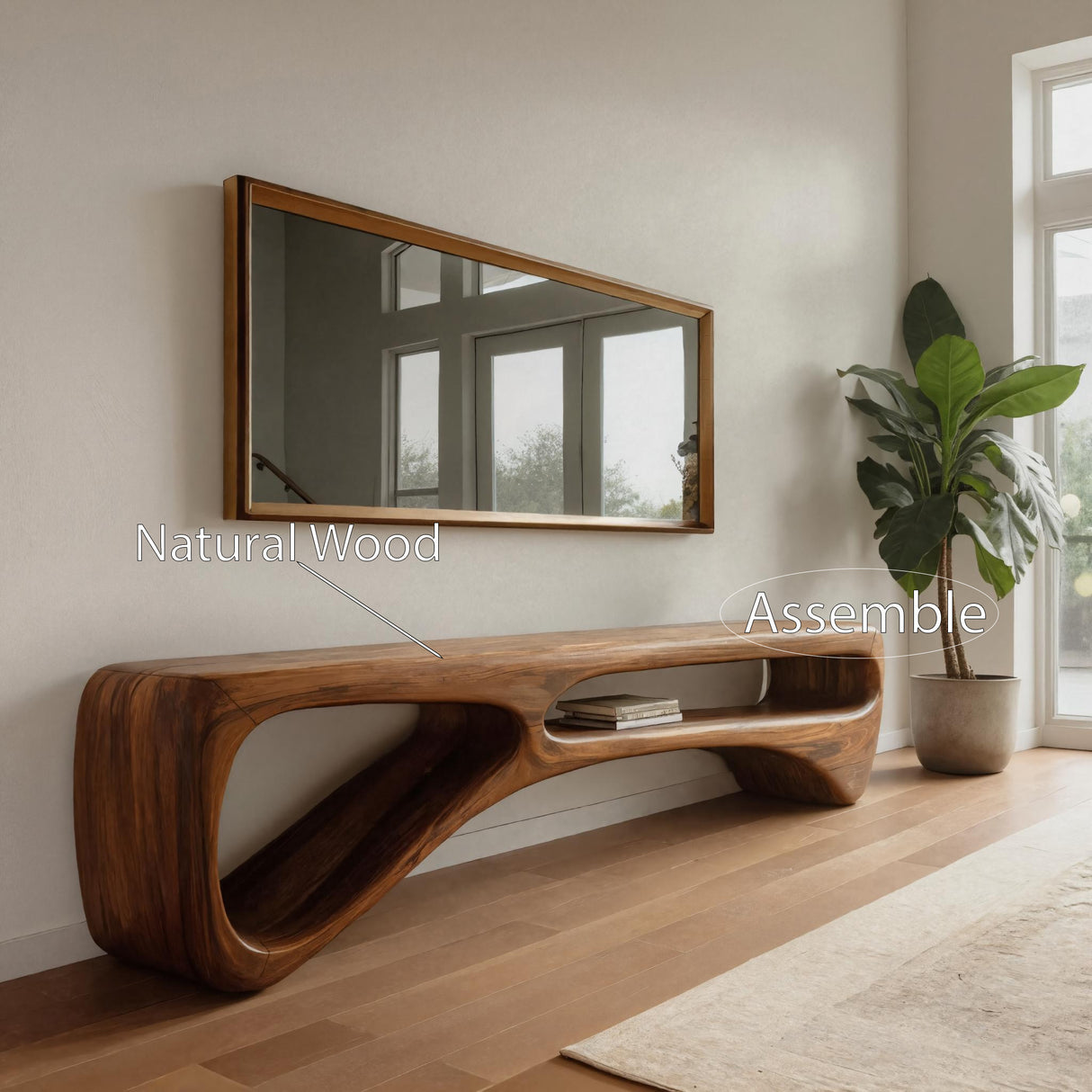 Contemporary Curved Bench For Living Room Or Entryway