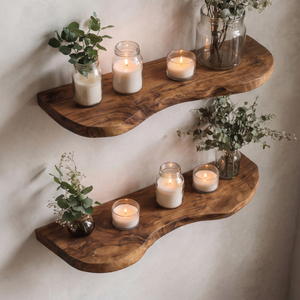 Mid Century Wooden Floating Shelf For Living Room Decor