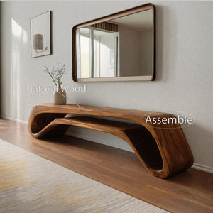 Modern Curved Bench For Entryway Or Living Room Decor