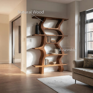 Modern Bookcase With Curved Open Shelf For Living Room