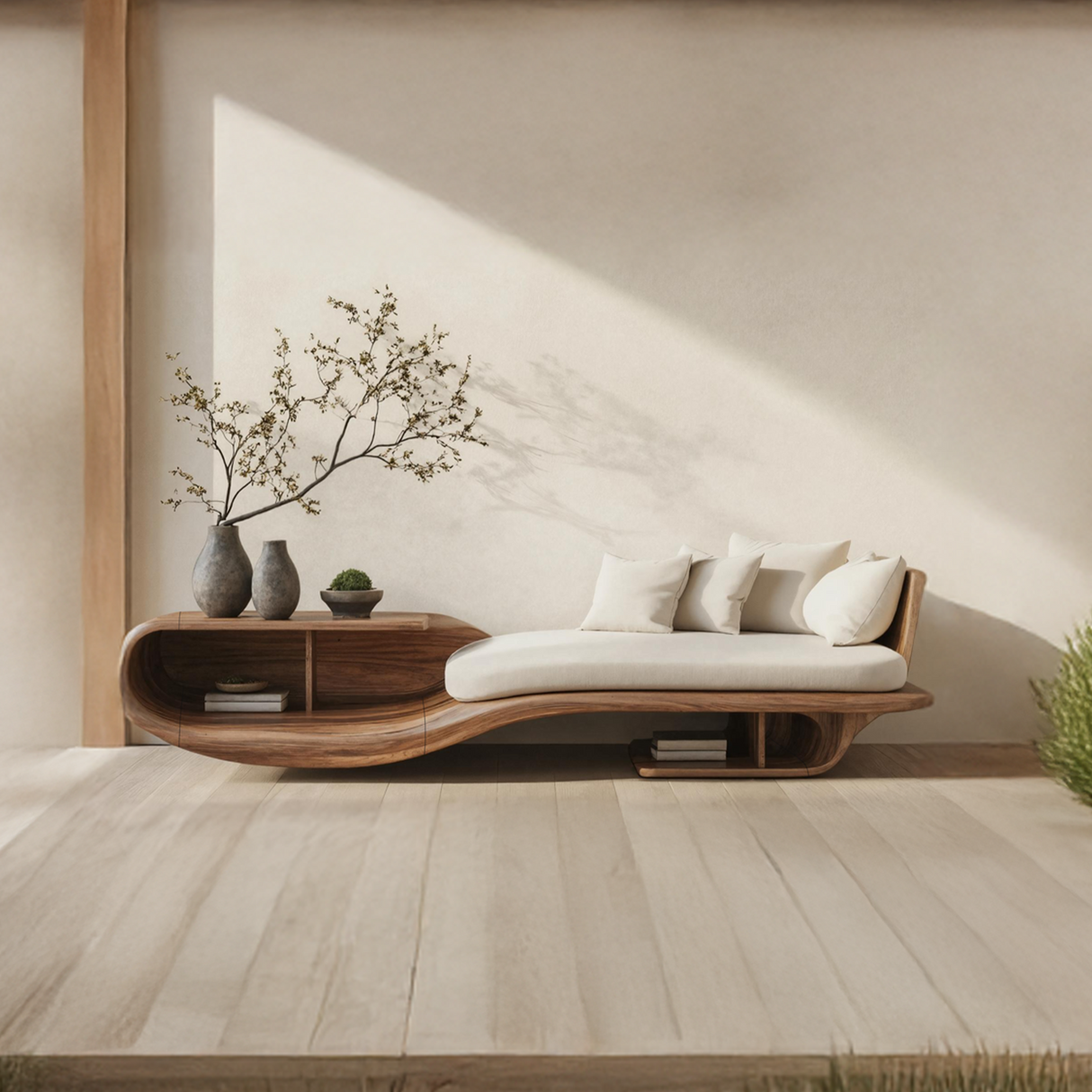 Rustic Solid Wood Garden Daybed For Entryway Furniture Styling