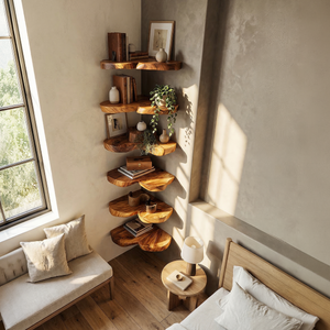 Rustic Leaf Floating Shelf Kitchen Wall Organizer Display