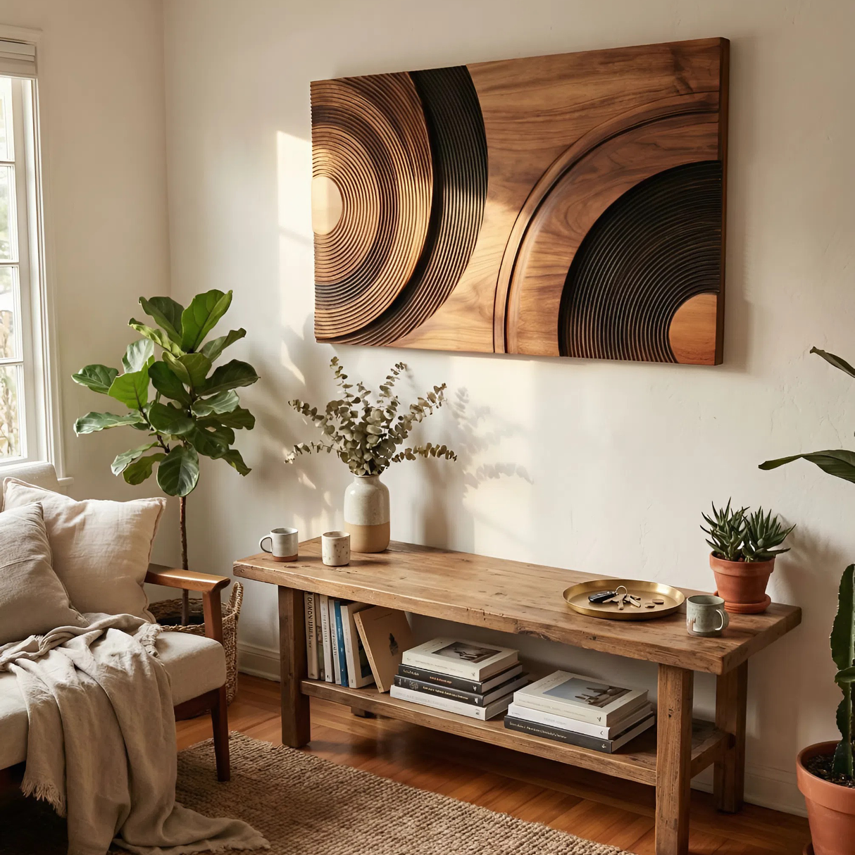 Contemporary Sculptural Wall Art Panel For Hallway Decor