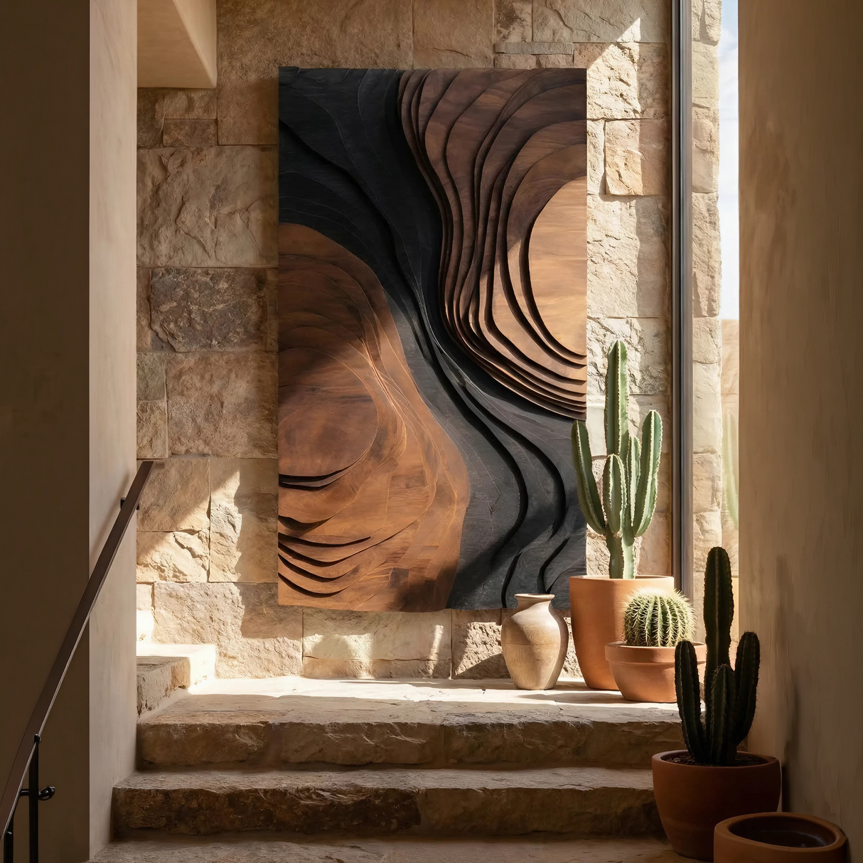 Mid Century Organic Wall Sculpture For Entry Space Decor