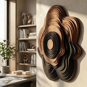 Mid Century Sculptural Wall Art Panel For Living Room Display