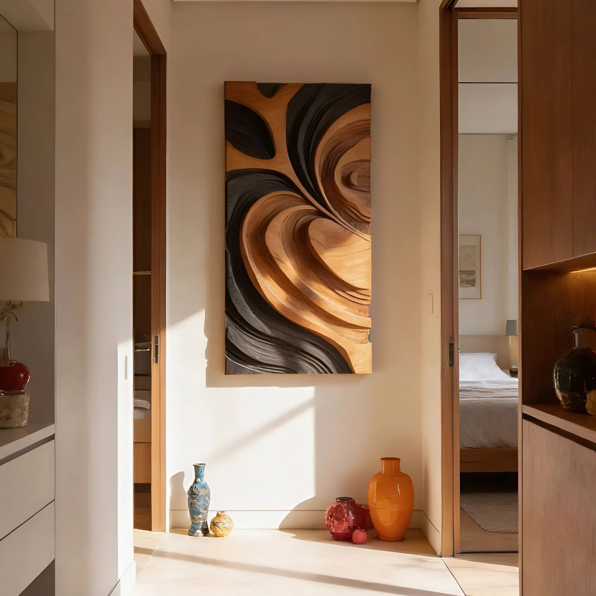 Minimalist Flowing Wall Decor For Bathroom And Vanity Accent