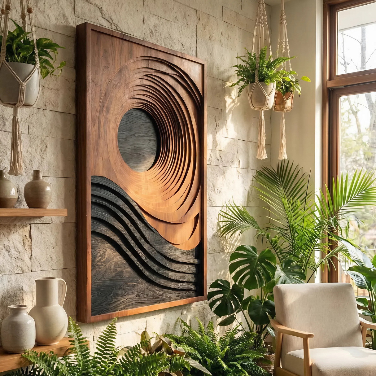 Minimalist Organic Wall Sculpture For Bathroom Decor