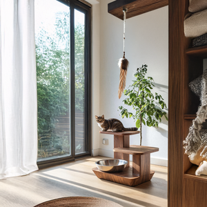 Handcrafted Wooden Pet Food Stand For Kitchen Decor