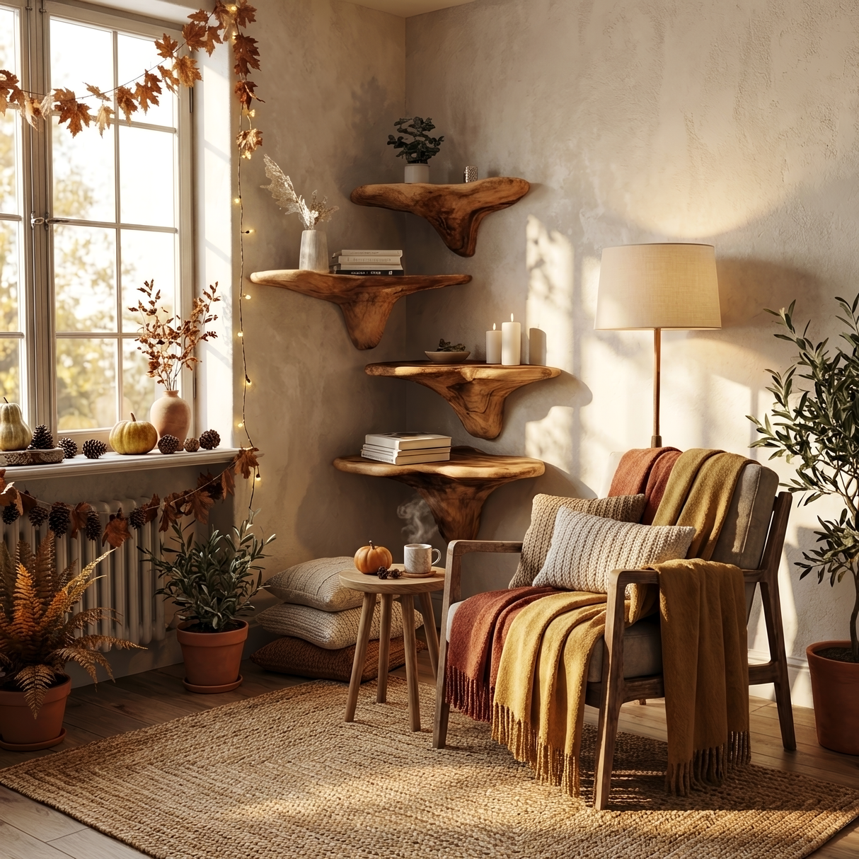 Modern Solid Wood Mushroom Shelf For Bedroom Furniture Decor