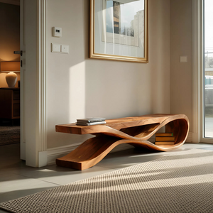 Organic Bench With Flowing Curved For Modern Home Decor