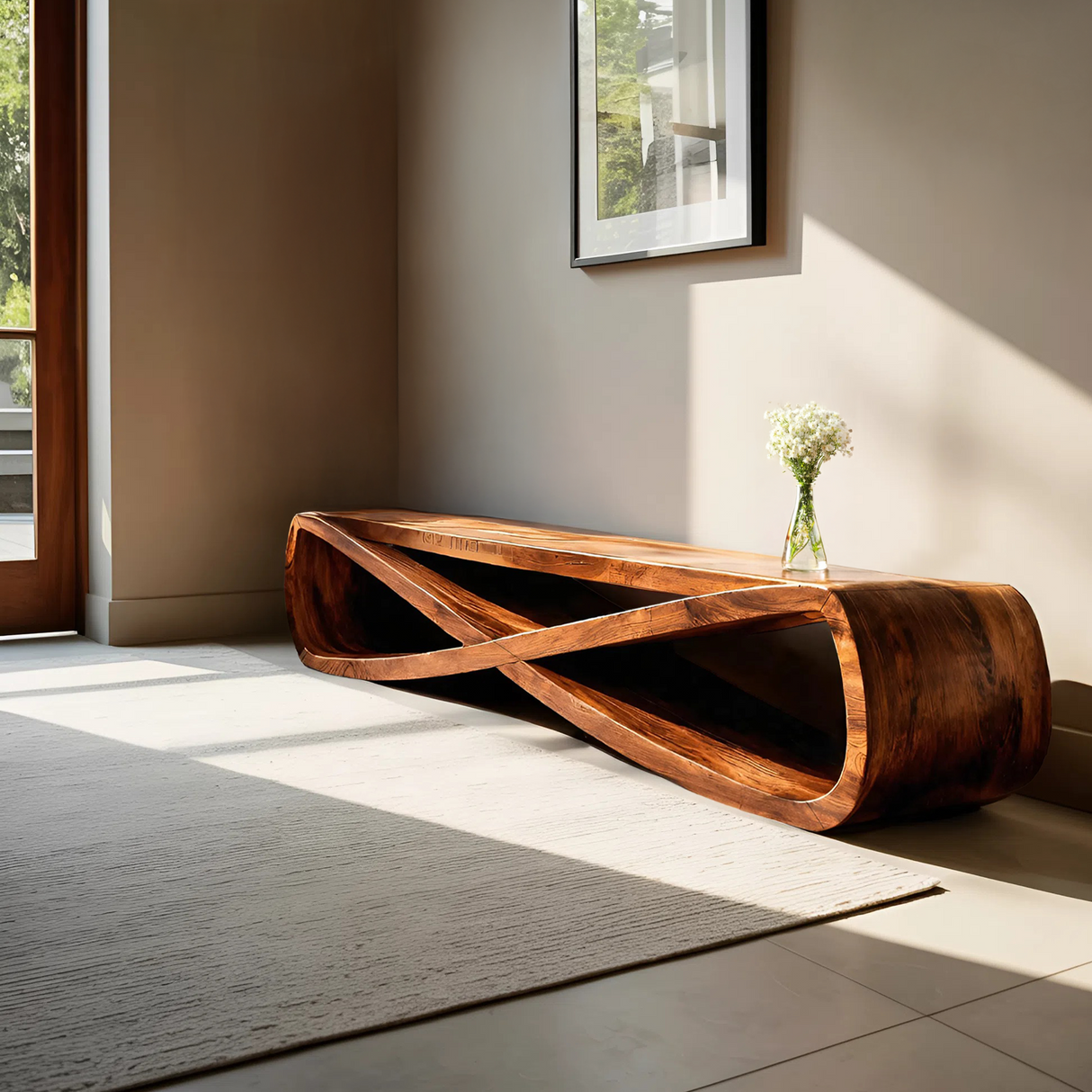 Infinity Sculpture Bench For Entryway Or Hallway