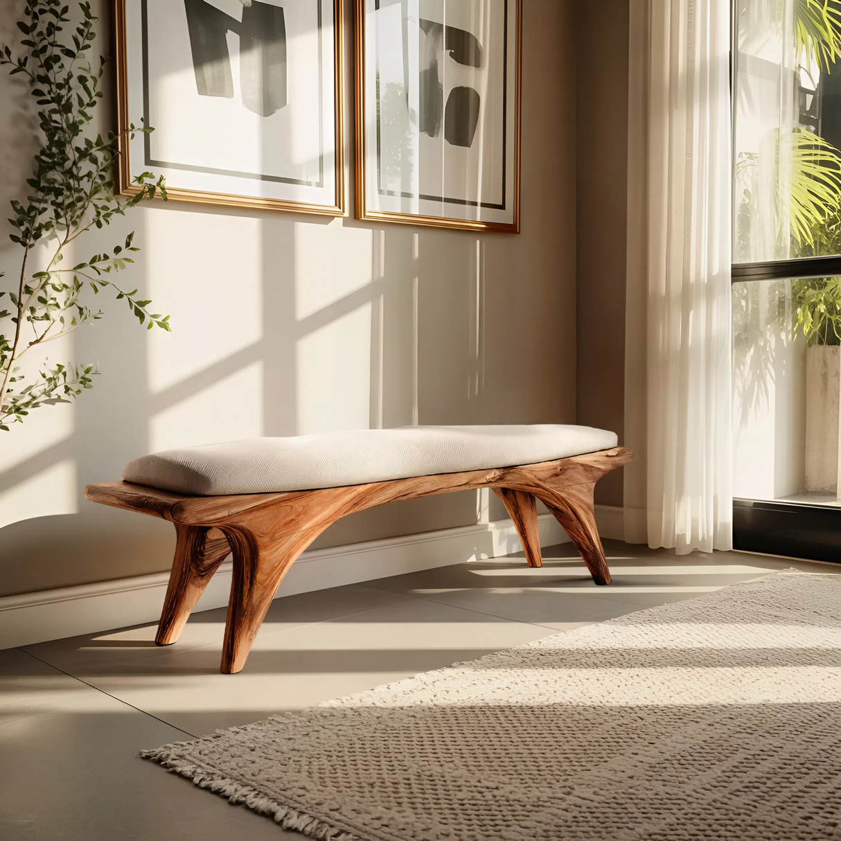 Organic Sculptural Bench For Hallway Furniture