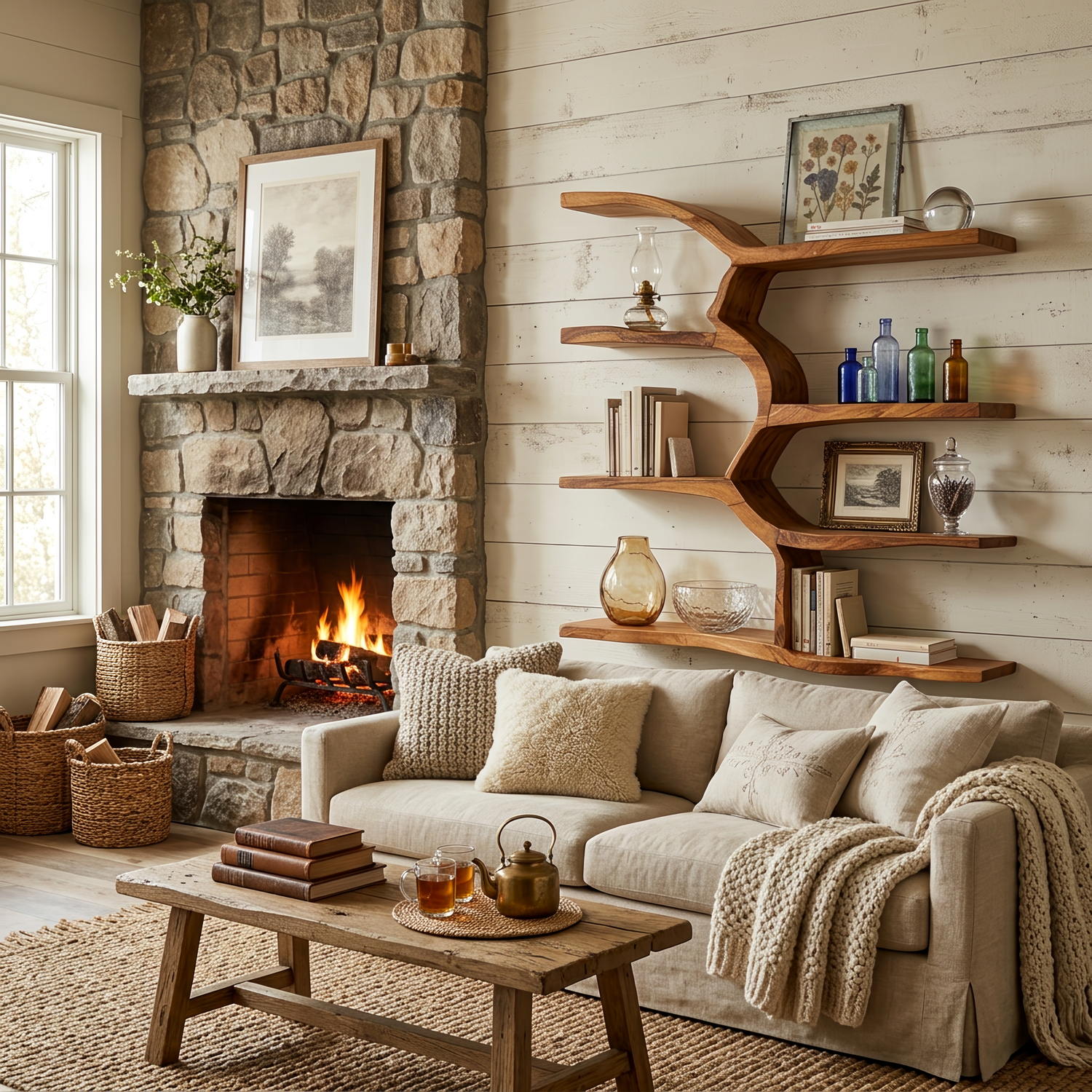 Minimalist Live Edge Floating Shelf For Living Room Display