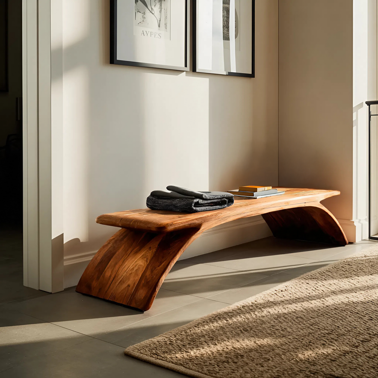 Modern Curved Bench For Hallway Seating
