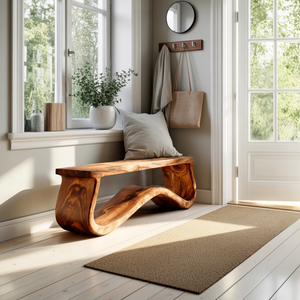 Modern Seating Bench Organic Curved Design For Entryway