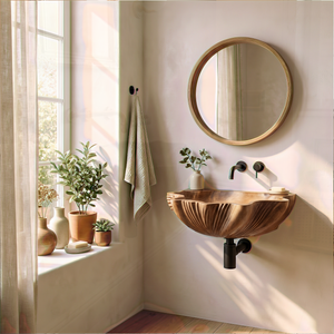 Mid Century Wooden Live Edge Wood Vanity Sink For Modern Bathroom Decor