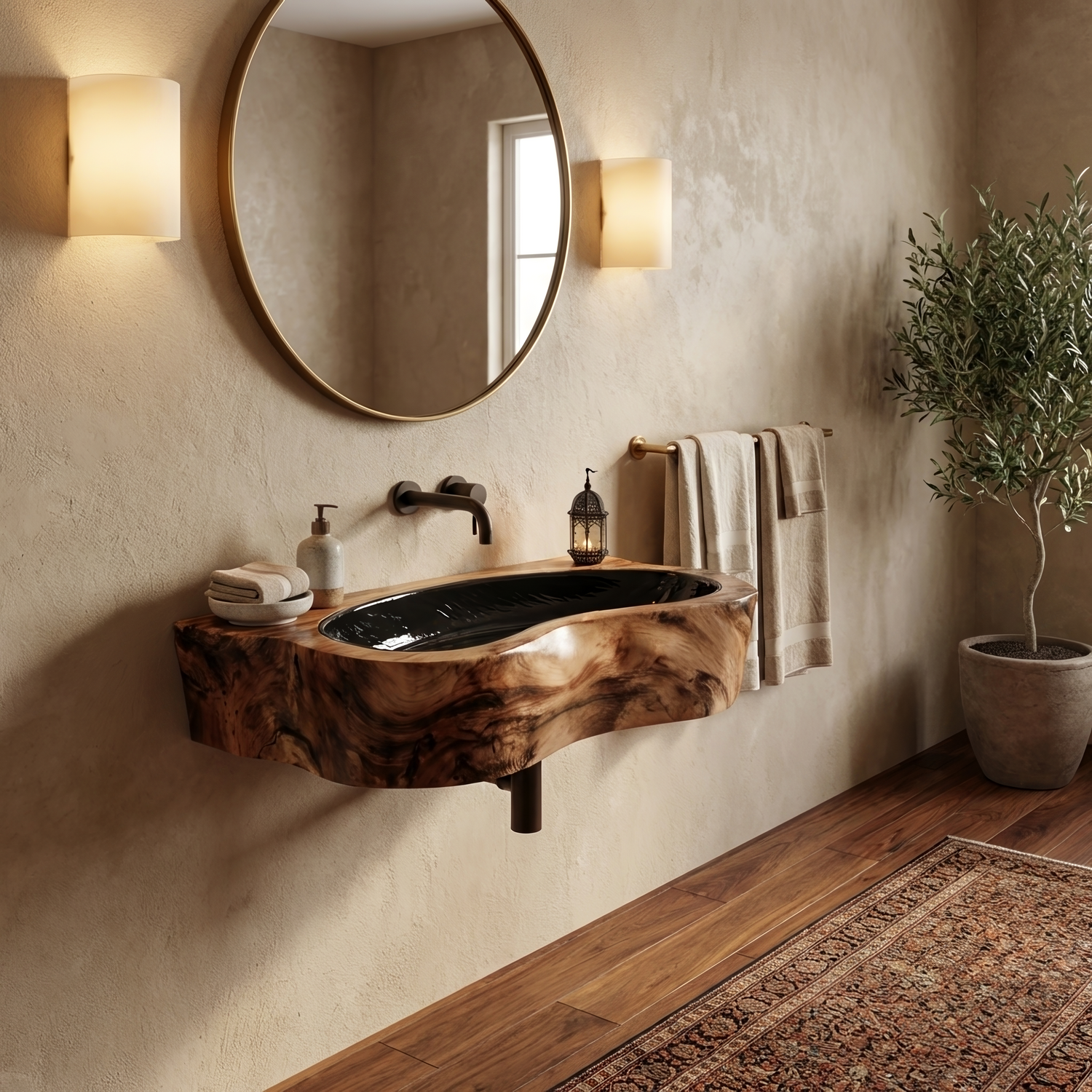 Handcrafted Live Edge Wood Vanity Sink For Natural Bathroom Decor