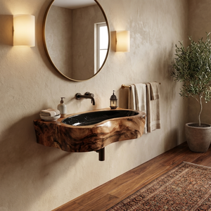 Handcrafted Live Edge Wood Vanity Sink For Natural Bathroom Decor