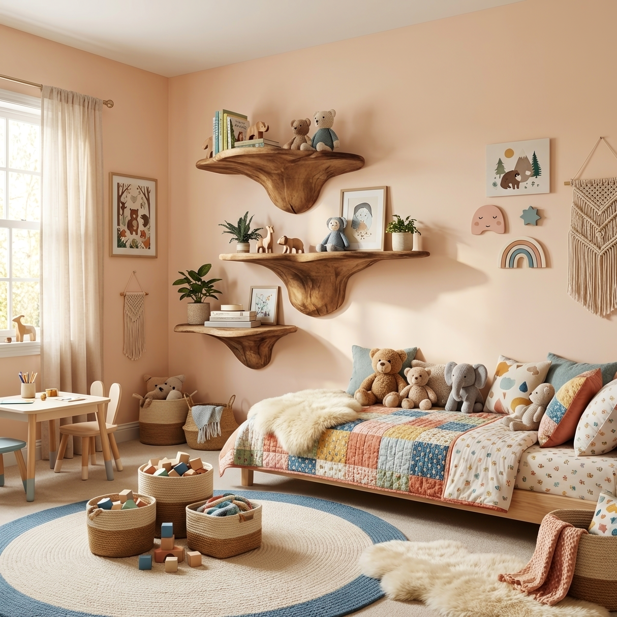 Modern Wooden Mushroom Shelf For Entryway Furniture And Wall Decor