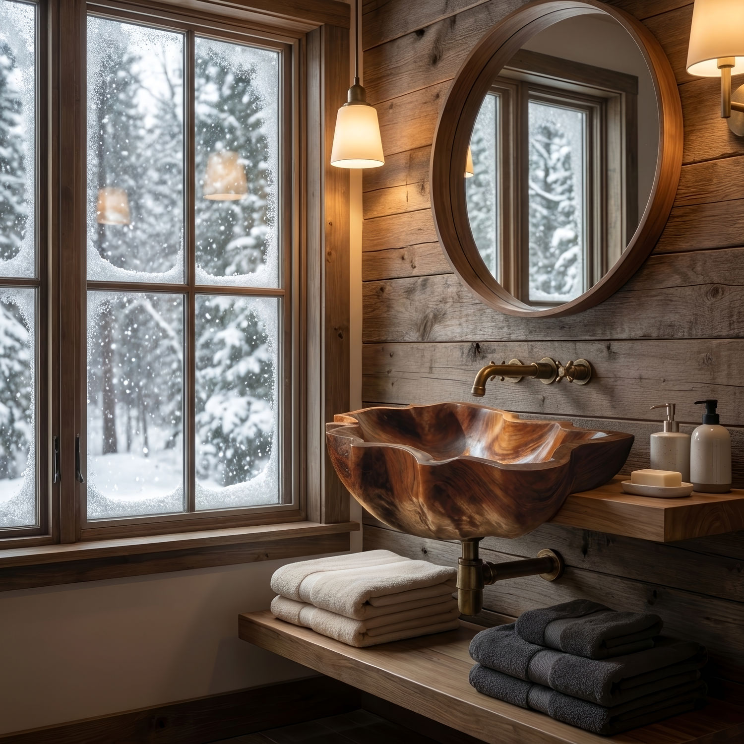 Mid Century Live Edge Wood Basin For Sophisticated Bathroom Furniture