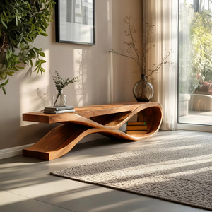 Organic Bench With Flowing Curved For Modern Home Decor
