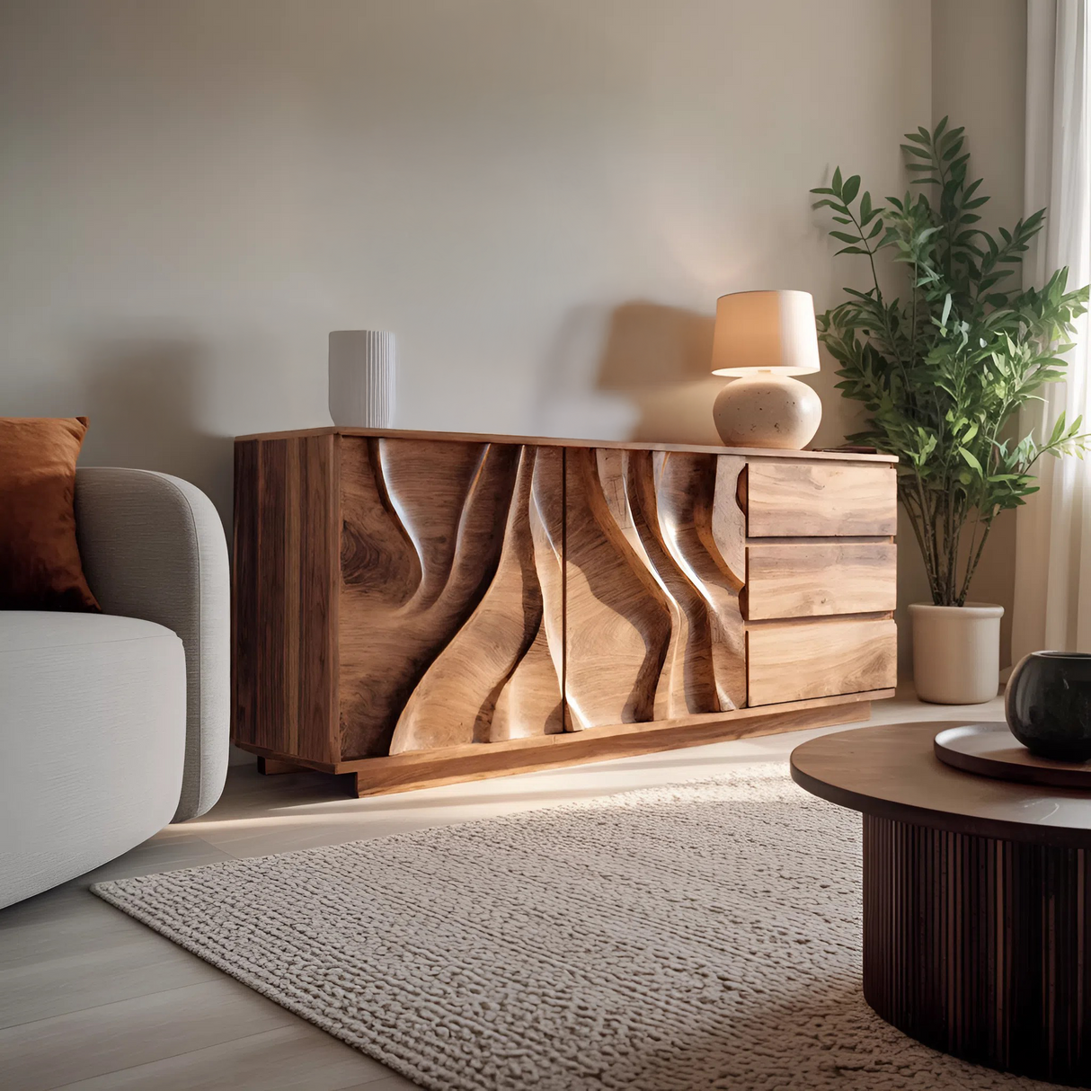 Organic Sculptural Sideboard For Living Room Or Bedroom