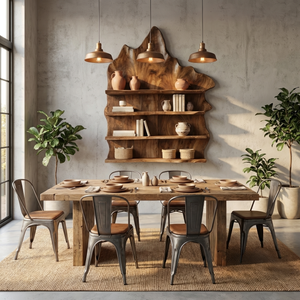 Industrial Live Edge Wall Mount Shelf For Living Room Decor