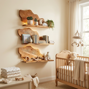 Rustic Wooden Wall Mounted Bookshelf For Living Room Display