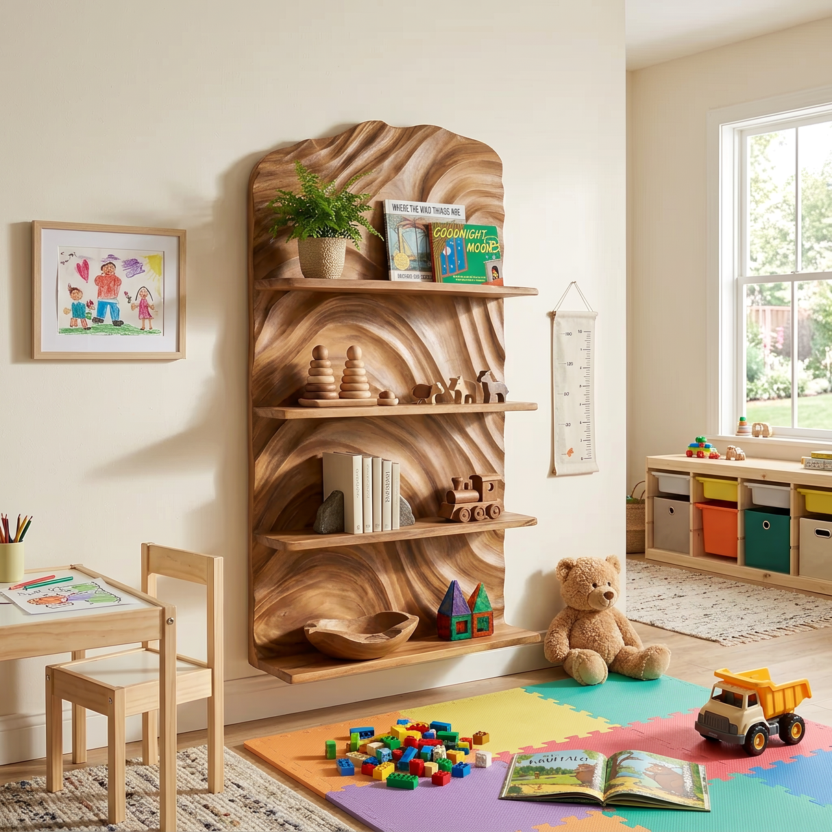 Rustic Handcrafted Wooden Wall Rack For Entryway Storage Display