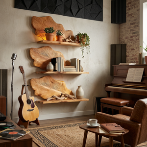 Rustic Wooden Wall Mounted Bookshelf For Living Room Display