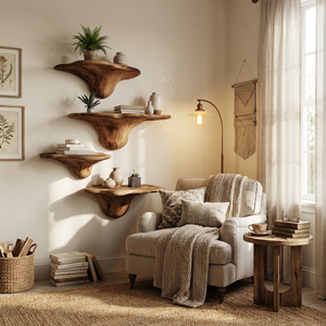 Modern Wooden Mushroom Shelf For Entryway Furniture And Wall Decor