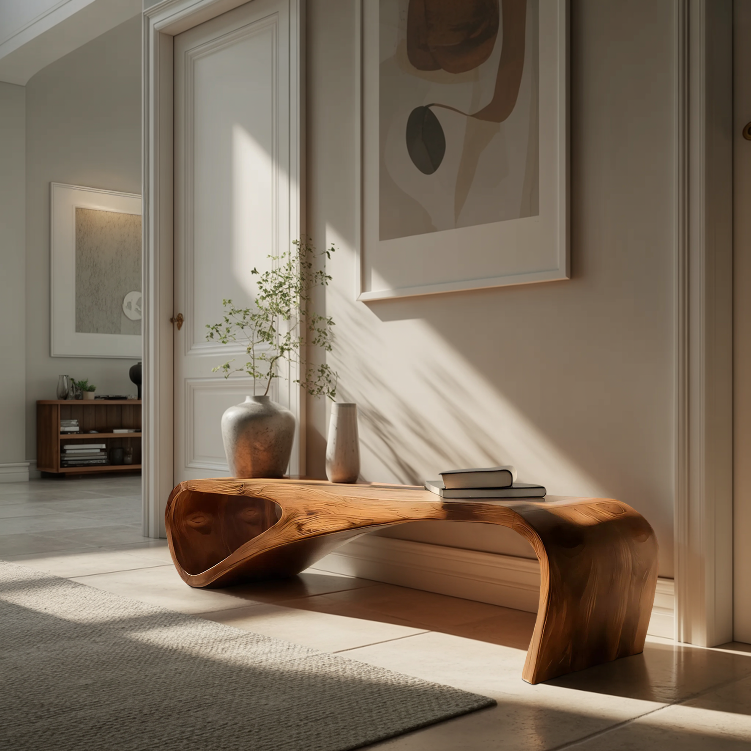 Statement Bench With Smooth Curved Form For Modern Home