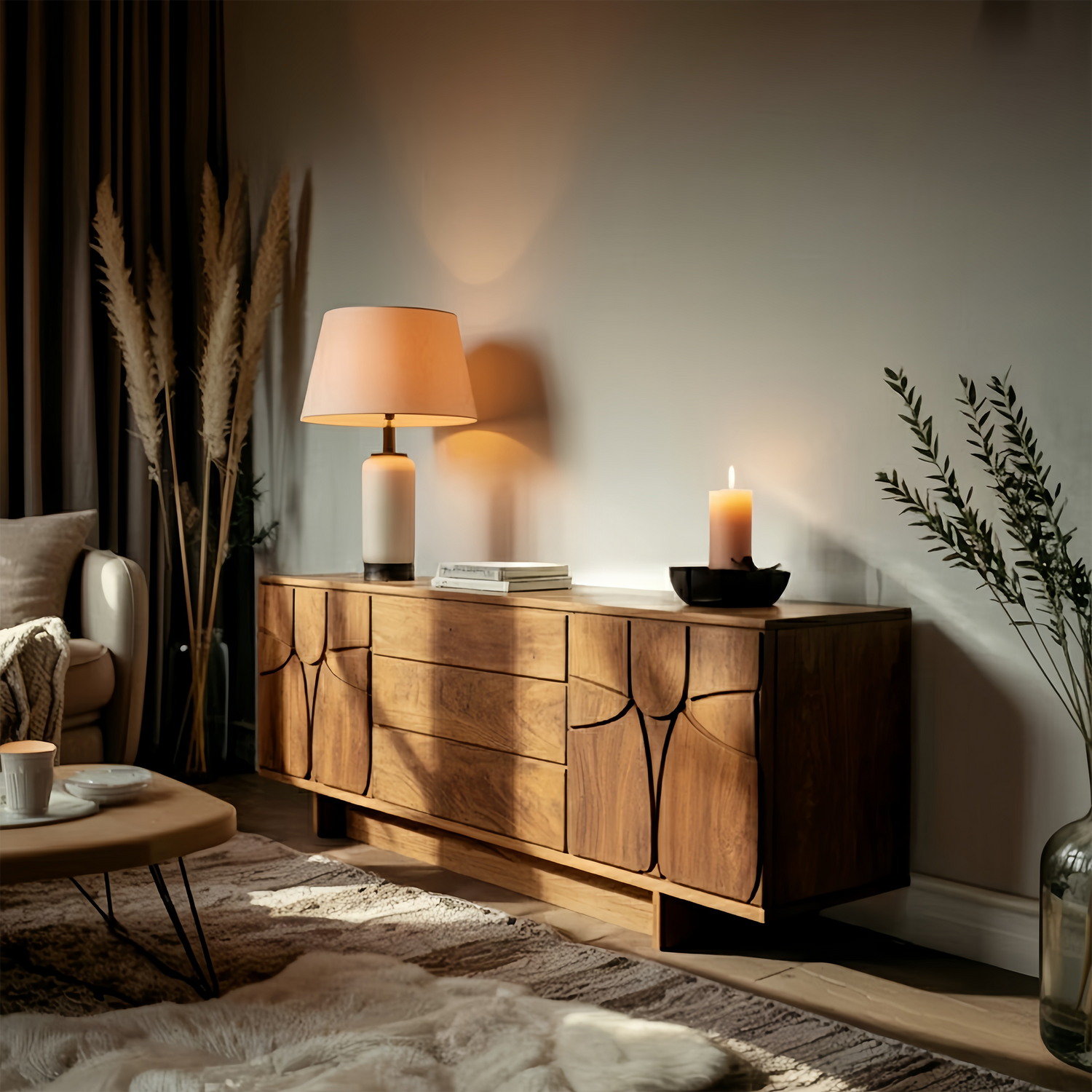 Modern Carved Sideboard For Living Room Or Dining