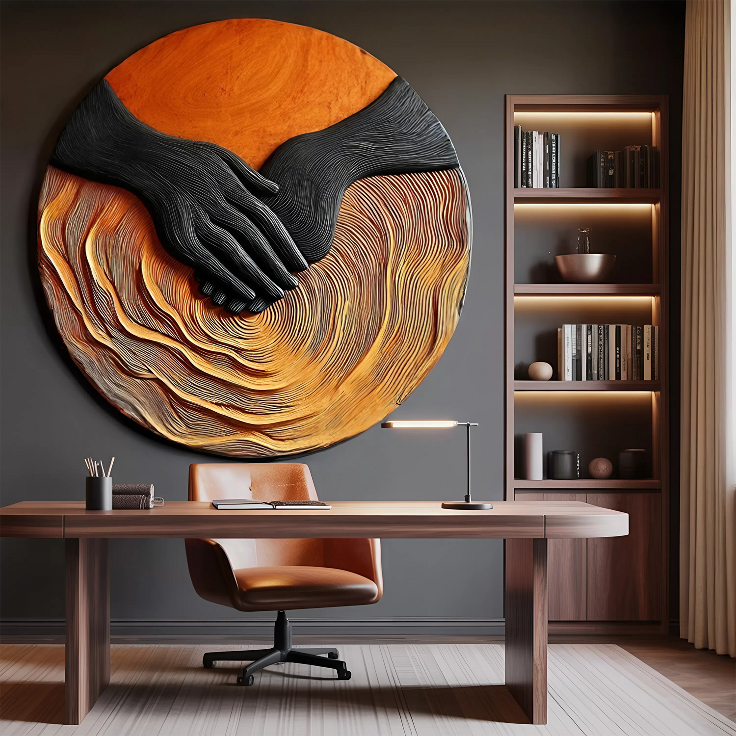 Modern Solid Wood 3D Sculpture Wall Decor For Entryway And Living Room