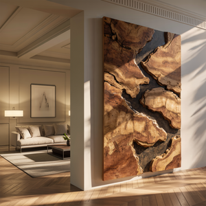 Mid Century Solid Wood Wall Sculpture For Living Room